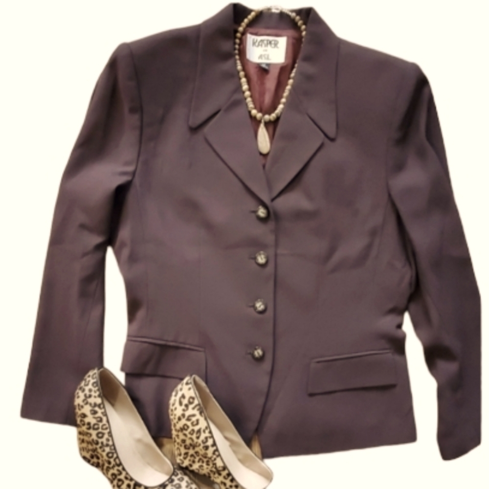 Kasper For A.S.L.‎ Womans Chocolate Brown Blazer Suitcoat Size 12